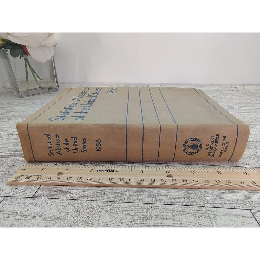 MCM 1956 Statistical Abstract Vintage Government Data Hardcover Book Shelf Decor